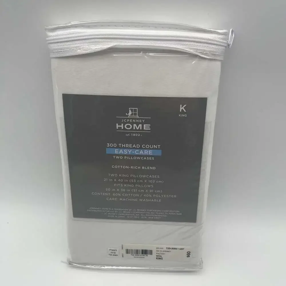 JCPenney Home 300 Thread Count Easy-Care King Pillowcases White 2-Pack